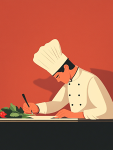 שף כותב תפריט מותאם אישית