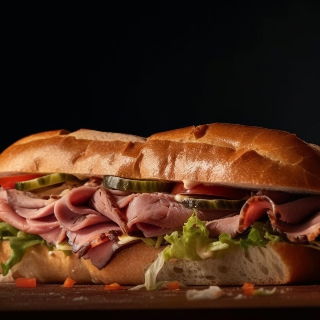 כריך עם בשר עסיסי וחמוצים